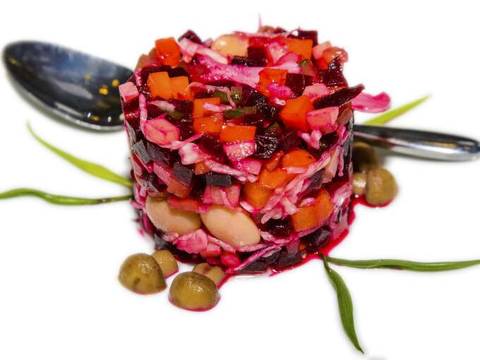 Vinaigrette,  Ukrainian beetroot salad.