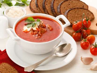 Ukrainian and russian national red borsch with herbs &amp; spice