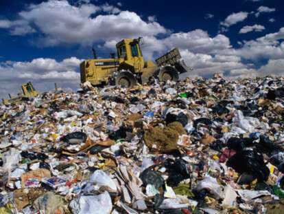 Bulldozer on Trash Dump