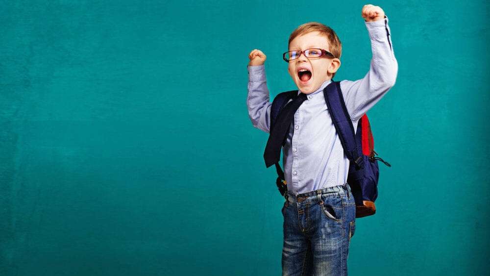 child bouncing into the classroom.