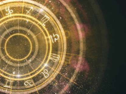 Abstract amber zodiac wheel background