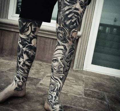 Мужские татуировки с рукавом на ноге, несколько идей, которые вдохновят вас на следующий дизайн!