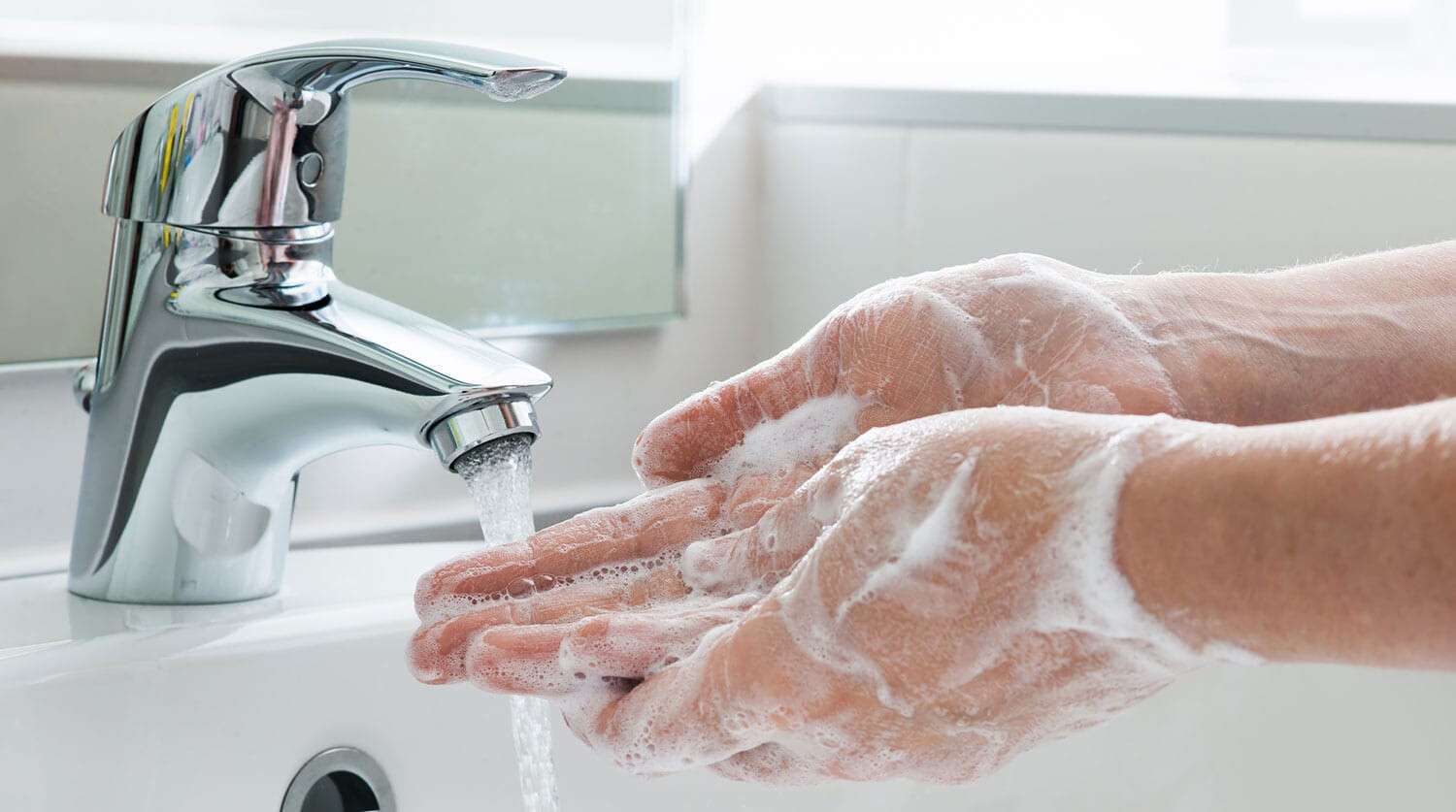 Washing hands.