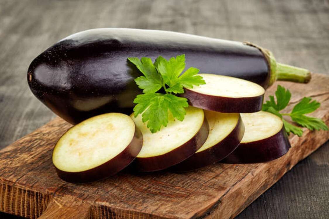 sliced eggplant on cutting board