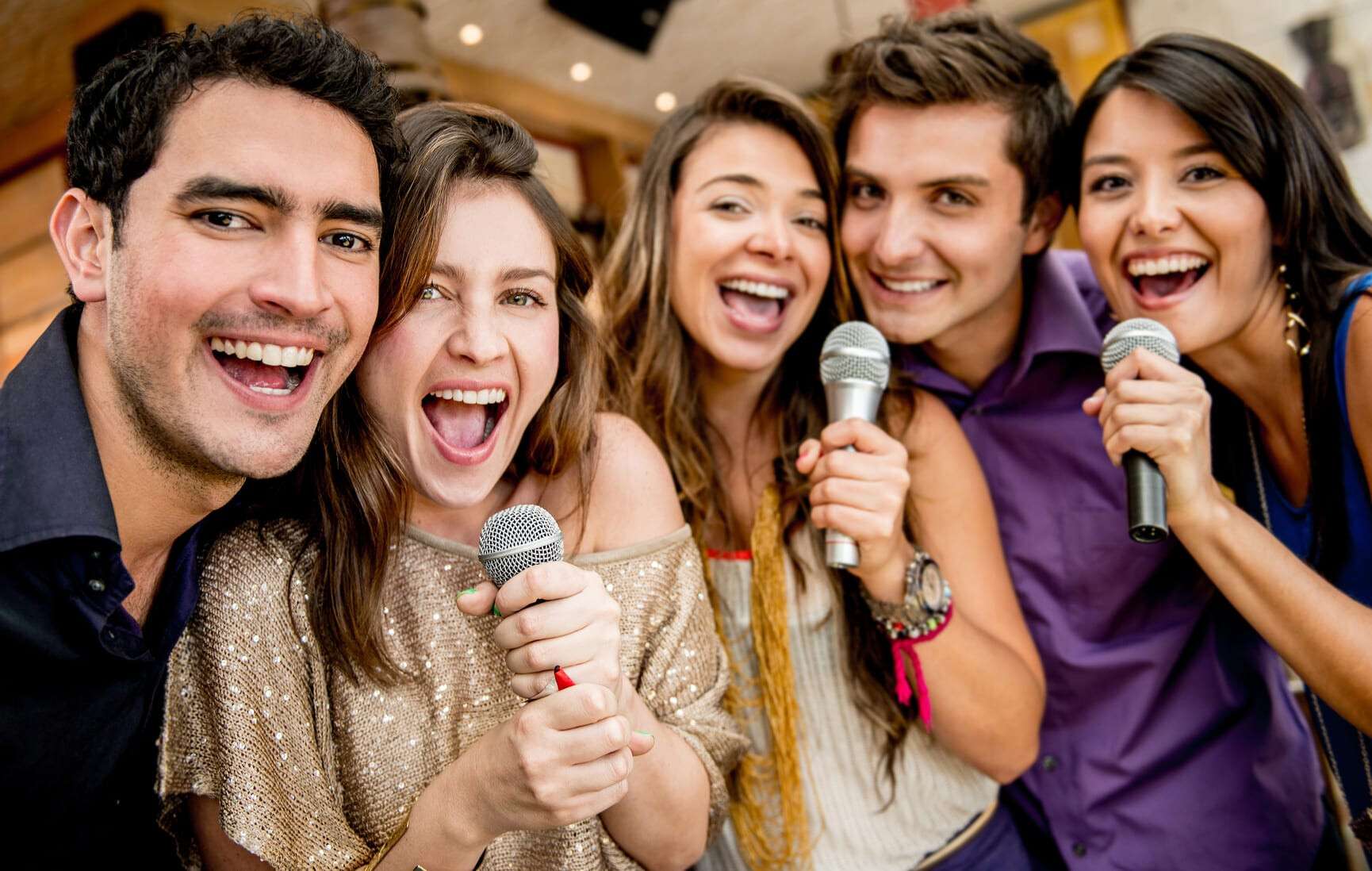 Group of friends singing