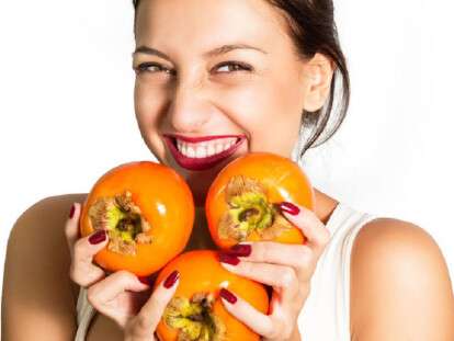 Woman who very fond persimmon!