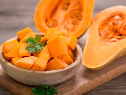 Butternut squash on the wooden table