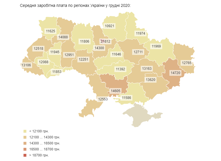 Карта зарплат в Украине