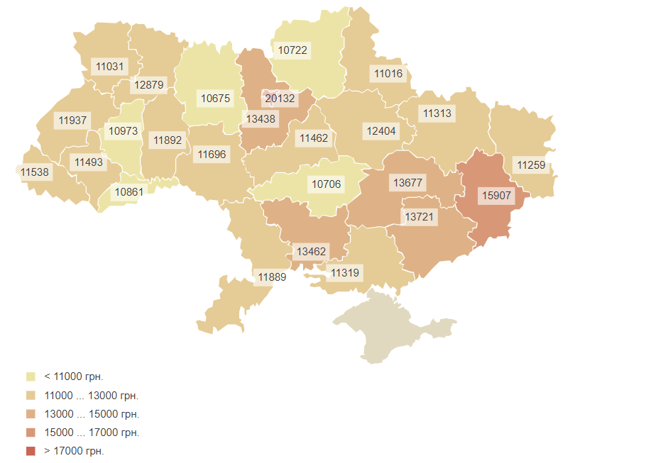 Карта зарплат в Украине