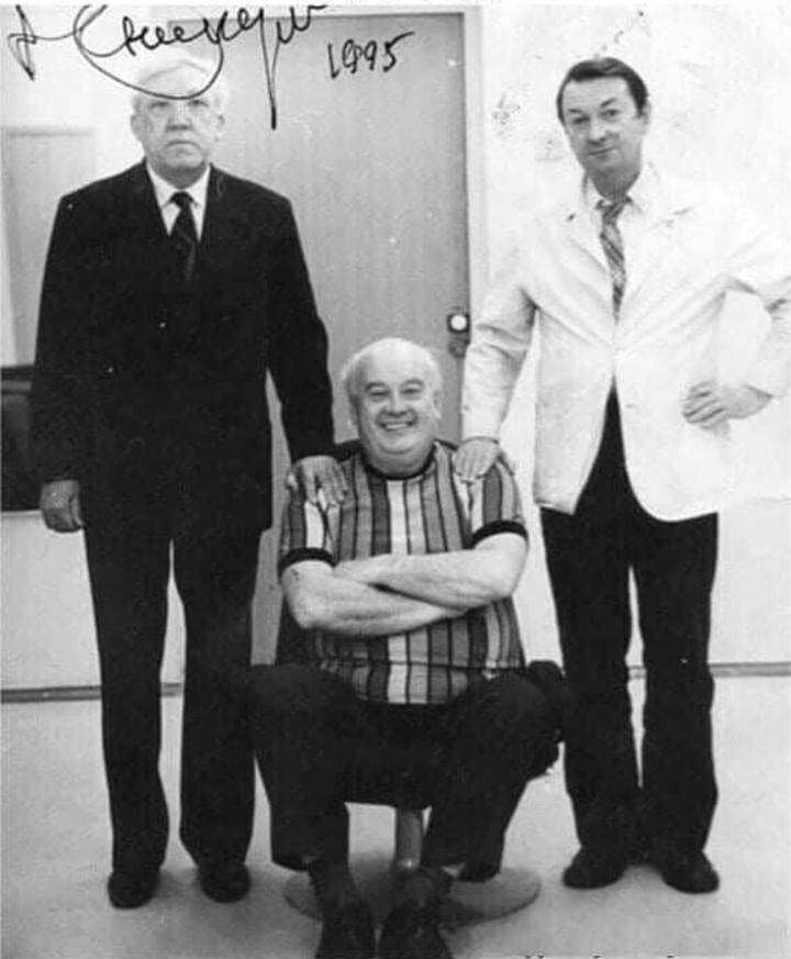 Говорят, одно из последних совместных фото Никулина, Вицина и Моргунова, 1995 г.