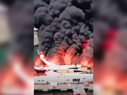 горит яхта Кадырова