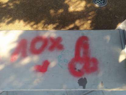 вандалы обрисовали сквер в Днепре