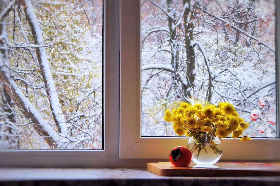 Зима окно