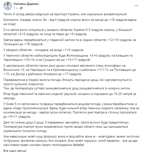 пост синоптика про погоду