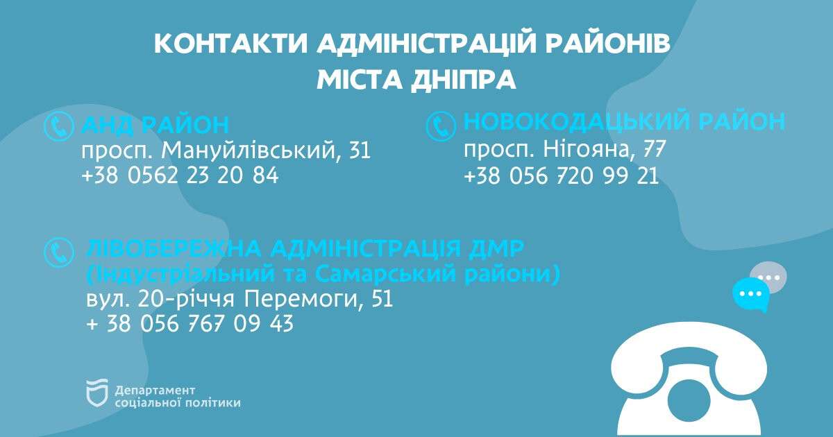 контакти адміністрацій районів