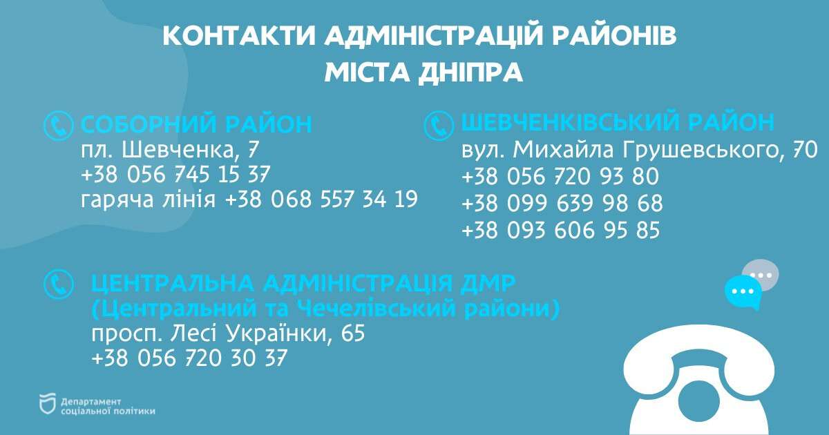 контакти адміністрацій районів