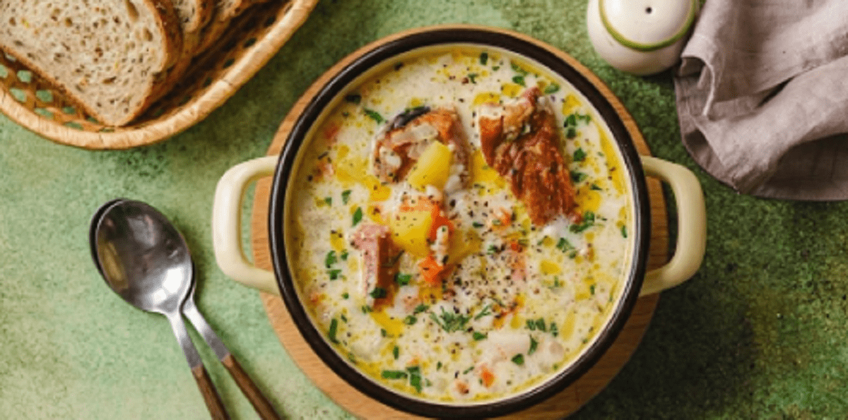 сирний суп з копченостями