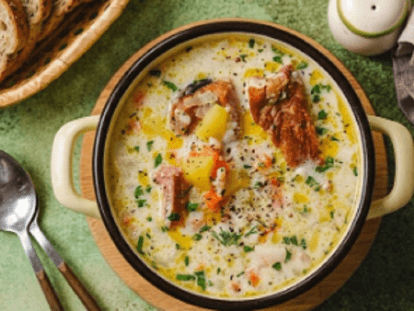 сирний суп з копченостями