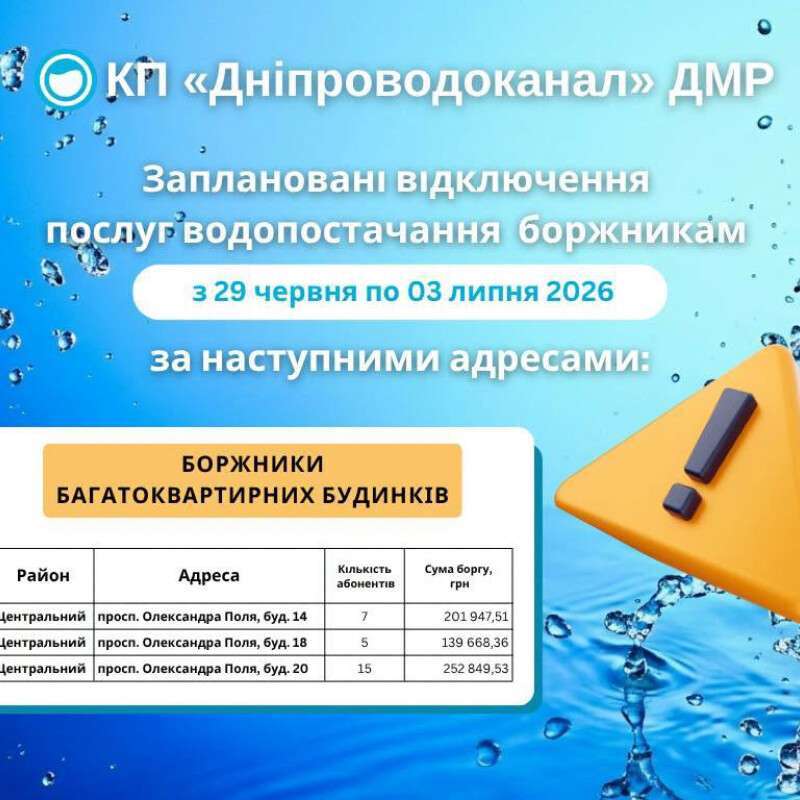 відключення води Дніпро