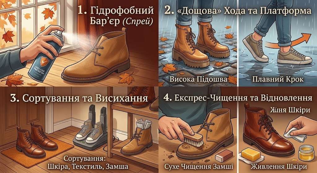 как ухаживать за обувью после дождя