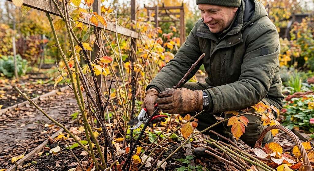 обрізання малини восени